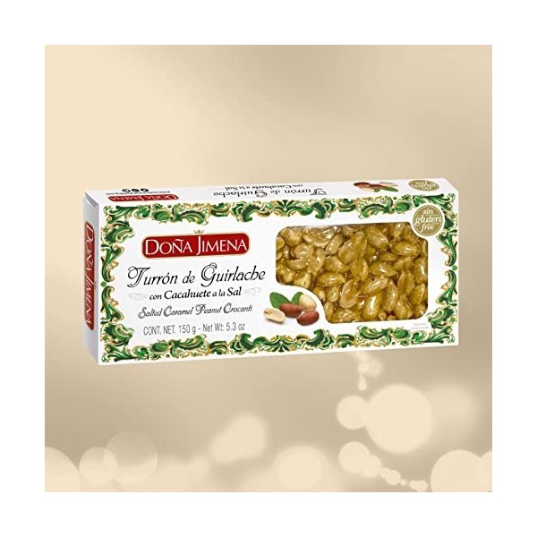 Doña Jimena| Nougat Guirlache aux Cacahuètes 150g| Miel et Sel | Crocanti | Sans Gluten | Qualité Suprême