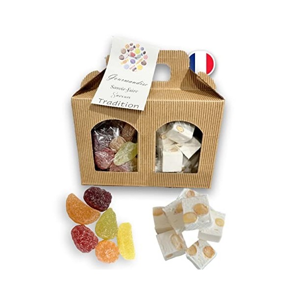 Coffret de Pâtes de fruits et Nougats tendres - Idée cadeaux plaisir et original - Box surprise à offrir - Panier de confiser