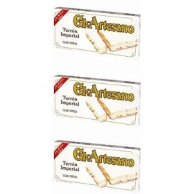 Turron espagnol dur El Artesano Alicante Amande grillée - 3 nougats de 200 gr - Total : 600 gr