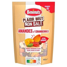 Bénénuts Plaisir Brut Non salé Amandes et Cranberries 160G