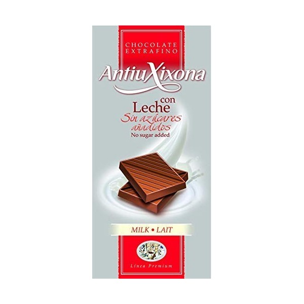 Paquet de 6 chocolats sans sucres ajoutés Antiu Xixona. 3 x Chocolats au lait & 3 x Chocolats purs