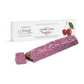 Torrons Vicens - Nougat du temps de la cerise - Ganache à la cerise avec praliné aux noix de pécan - 300 Grammes