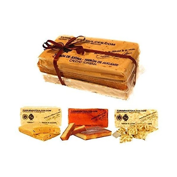 Beaucoup de tourelles faites à la main "La terreta". Formé de 3 tourelles: Jijona molle, dure Alicante et Yam Tostada. Avec a