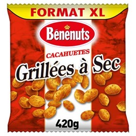 Bénénuts Cacahuètes Grillées à Sec Format XL, 420g & Twinuts Goût Bacon Cacahuètes 150 g
