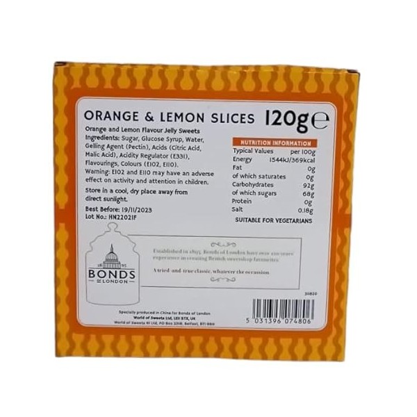 La cabane de bonbons - tranches de gelée dorange et de citron Vegan de Noël végétarien Retro Sweet Shop Traditionnel Bonbon 