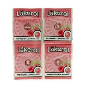 Lot de 4 boîtes de 25 g de Läkerol, framboise, citronnelle, suédois, sans sucre, pastilles pastilles pastilles pastilles gout