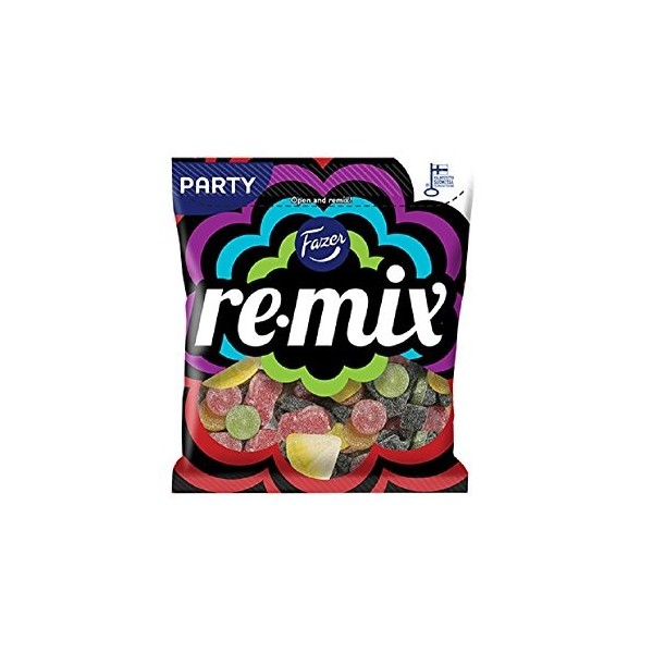 Fazer Remix – Mélange de bonbons à la réglisse et au salmiac et aux fruits – Sac de fête – 350 g