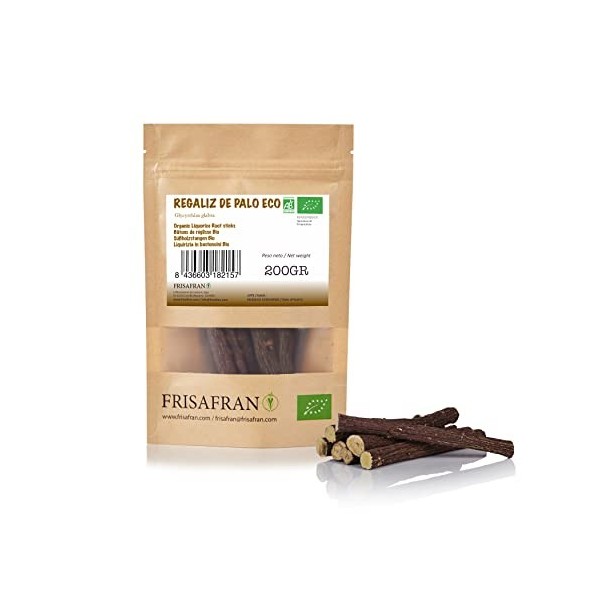 FRISAFRAN | Bâton de réglisse BIO | cultivé directement par FRISAFRAN | Origine Espagne 200Gr | Réglisse | Reglisse | Baton D