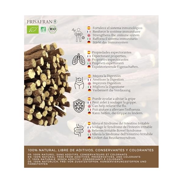 FRISAFRAN | Bâton de réglisse BIO | cultivé directement par FRISAFRAN | Origine Espagne 200Gr | Réglisse | Reglisse | Baton D