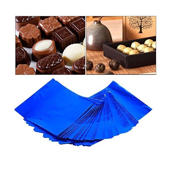 alufolie verpackung für süßigkeiten blau,Emballages de Bonbons en Papier Daluminium, 100 Pièces de Lot, Emballages Carrés de