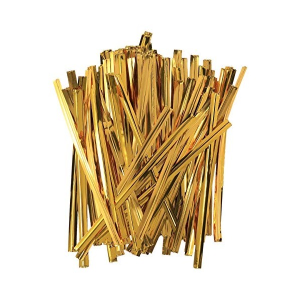 Mkcavne Lot 100 Dore Attache Fer Twist tie Sachet Bonbons sucettes