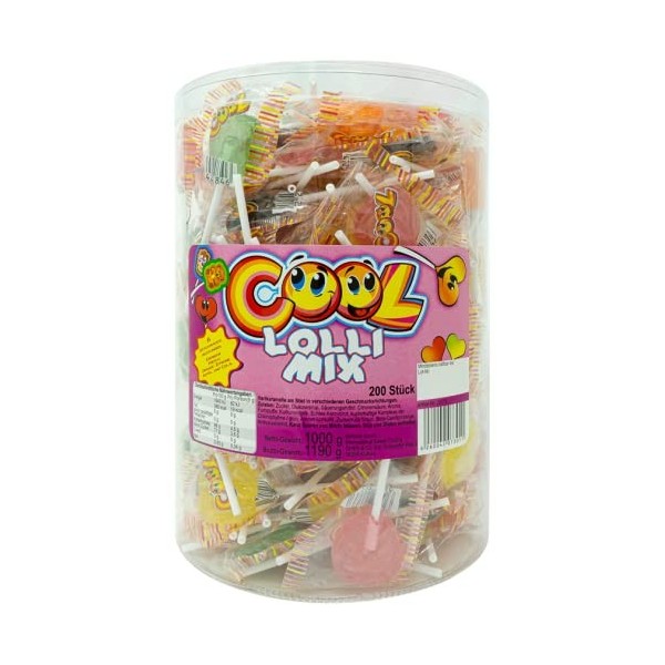 Cool Lolli Mix Boîte de 200 sucettes 5 g Boîte de 1 kg