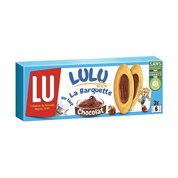 LULU La Barquette Chocolat Noisettes - Gâteau Moelleux Idéal pour le Goûter - 1 Paquet 120 g 