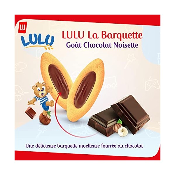 LULU La Barquette Chocolat Noisettes - Gâteau Moelleux Idéal pour le Goûter - 1 Paquet 120 g 