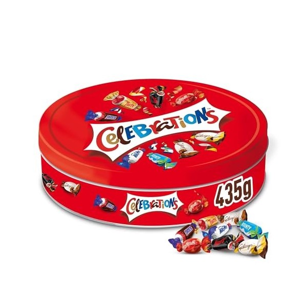 CELEBRATIONS - Boîte Cadeau en Métal - Assortiment de Chocolats au Lait à Partager - SNICKERS, TWIX, MARS, MALTESERS, BOUNTY 