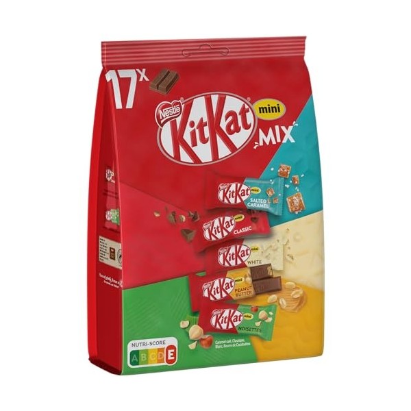 KitKat - Mini Mix - Chocolat Lait, Blanc, Noisettes, Caramel - 240.9g