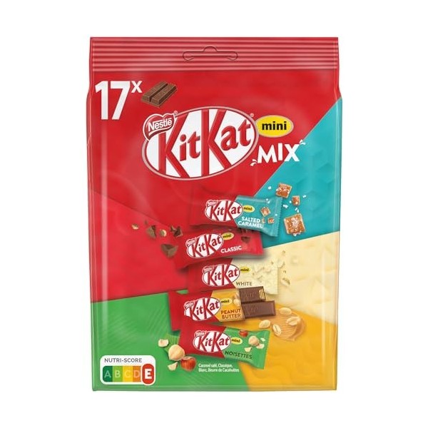KitKat - Mini Mix - Chocolat Lait, Blanc, Noisettes, Caramel - 240.9g