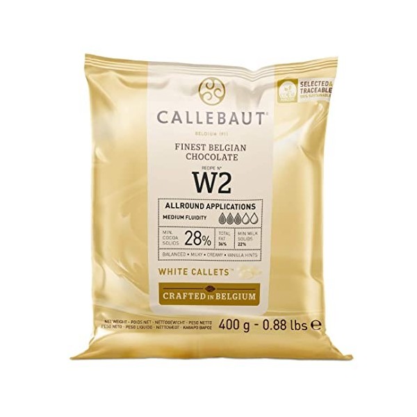 Callebaut N°W2 Finest 28% Chocolat blanc belge callets , 400 g