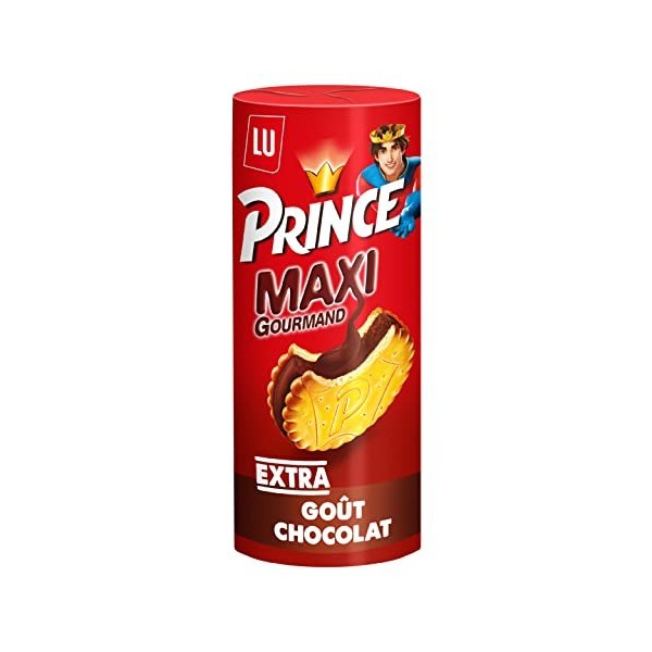 Prince de LU Maxi Gourmand - Biscuit avec Maxi Fourrage Chocolat - Au Blé Complet - Idéal pour le Goûter - 250 g