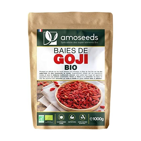 Baies de Goji Bio Supérieures 1KG | Sans soufre et sans Sucres Ajoutés | Himalaya