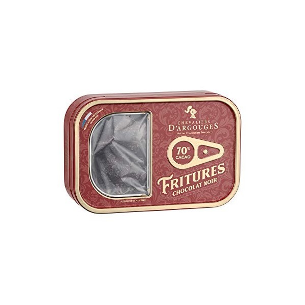 Chevaliers dArgouges Boîte sardine 90g garnie de fritures chocolat noir 70% pour Pâques