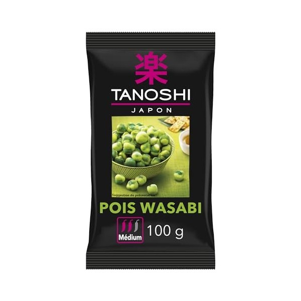 TANOSHI - Pois Wasabi - Apéritif Japonais - Goût Piquant - Sans Glutamate Ajouté - Paquet de 100 g