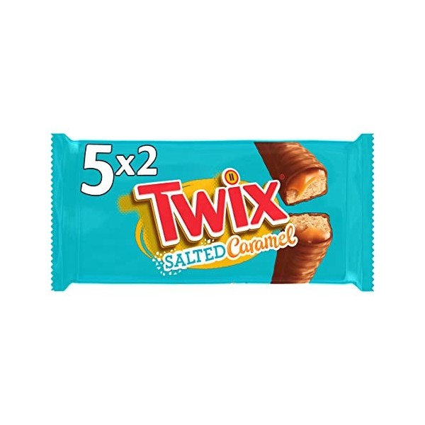 TWIX - Barres chocolat au lait, caramel beurre salé et biscuits - 5 sachets de 46g - 230g