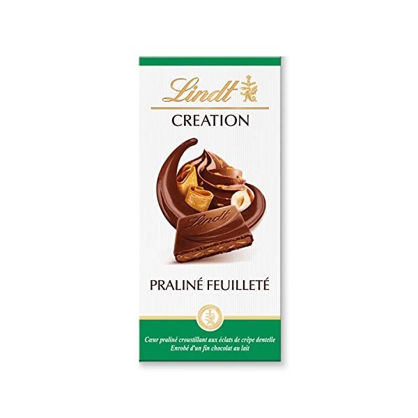 Lindt Tablette Praliné Feuilleté Creation Chocolat au Lait, 150g