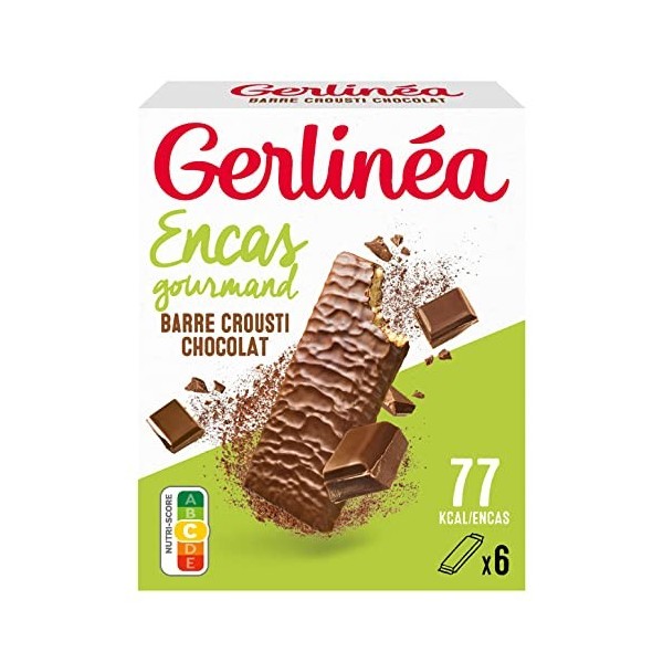 Gerlinéa - Crousti Chocolat - Gaufrette Croustillante pour un Encas Gourmand - Sans Gluten -102g 6 croustis de 17g 