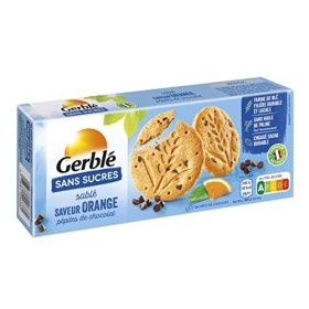 Gerblé Sans Sucres, Sablé Saveur Orange et Pépites de Chocolat, Sans Huile de Palme, 3 Sachets Individuels, 12 Biscuits, 132 