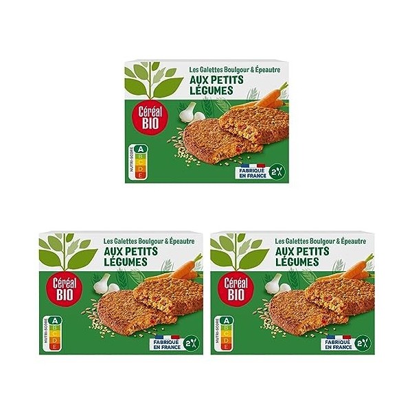 Céréal Bio Galettes Orge & Boulgour au Chèvre & Miel - Végétarien et Bio - Simple et Rapide à Réchauffer - 200g 2 x 100g - 