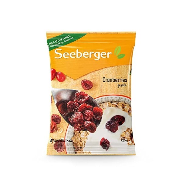 Seeberger Cranberries sucrées du Canada coupées en deux, 125g