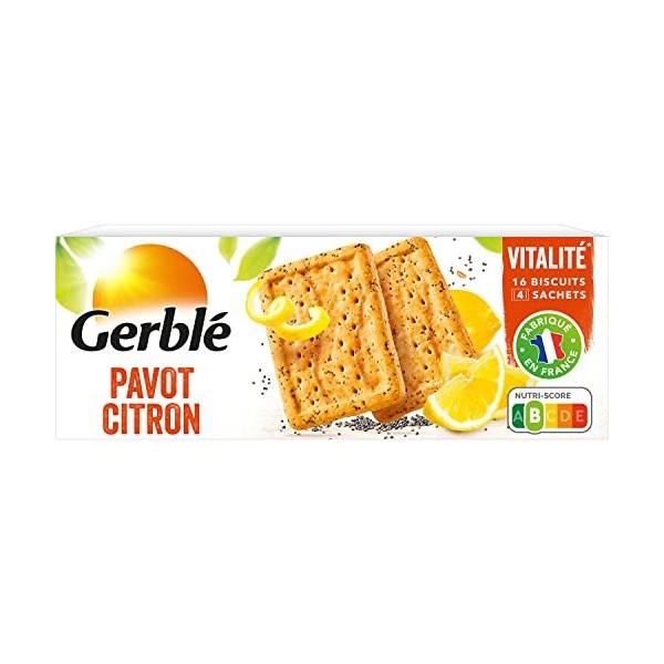 Gerblé Vitalité, Croquants Miel Sésame, Sans huile de palme, 1 boîte de 18 biscuits, 162g