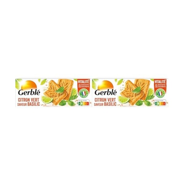 Gerblé Vitalité, Sablés Myrtille Germe de Riz, Allégés en sucres, Sans huile de palme, 1 boîte de 12 biscuits, 140g