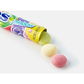 MENTOS - Pack de 4 Rouleaux Rainbow- Bonbons Tendres et Croquants -7 fruits assortis