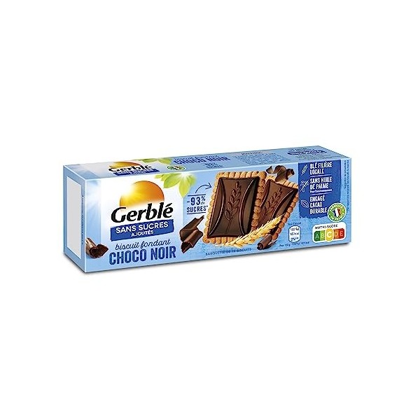Gerblé Sans Sucres Ajoutés, Biscuits Choco Fondant Noir, 12 biscuits, 126 g, 190670