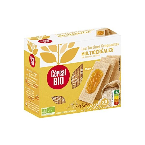 Céréal Bio Tartines Craquantes Sarrasin - Bio et Végan - Idéal pour le Petit-Déjeuner - 145g - 207390
