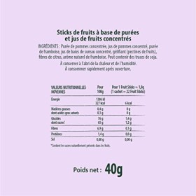 N.A! Nature Addicts - Sachet de Fruit Sticks Framboise 40g - 100% Issu - Sans Sucres Ajoutés, Sans Édulcorants ni Conservateu