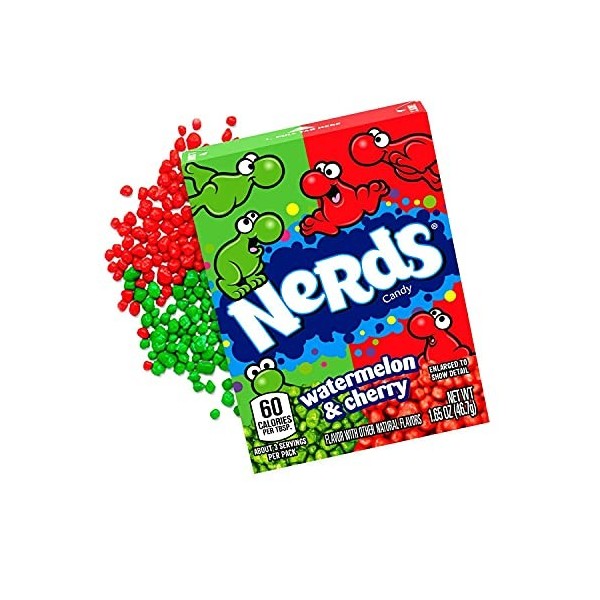 Wild About Nerds - What-A-Melon & So Verry Cherry - Melon dEau / Cerise - Boîte de 46,7 g