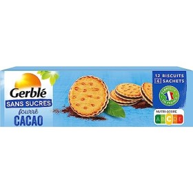 Gerblé Fourrés Cacao Sans Sucres, Sans huile de palme, 12 biscuits, 185 g, 199660