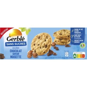 Gerblé Sans Sucres Cookie Chocolat saveur Noisette - Source de Fibres et Sans Huile de Palme - 1 boîte 130g 4 sachets de 3pc