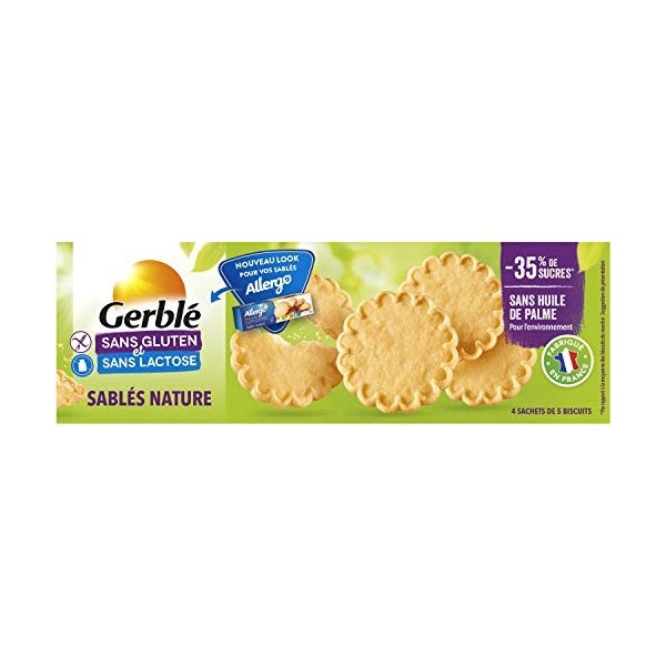 Gerblé Sablés Nature, Sans Gluten & Sans Lactose, 20 Biscuits, 120 G, 205725