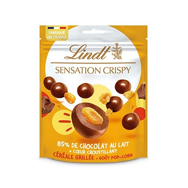 Lindt - Sachet de billes Céréales Soufflées SENSATION CRISPY - Chocolat au Lait, 140g
