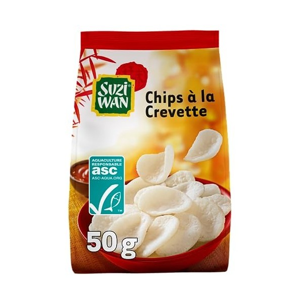 SUZI WAN Chips a la Crevette 50g Lot de 4 