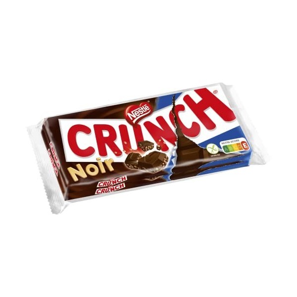 Nestlé Chocolat - Crunch Chocolat Noir - tablette de 100g - Lot de 2