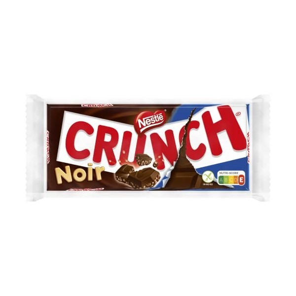 Nestlé Chocolat - Crunch Chocolat Noir - tablette de 100g - Lot de 2