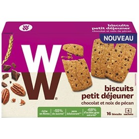 WW Biscuits Petit Déjeuner Chocolat et Noix de Pécan, Riche en fibres, 16 biscuits, 200g, 220277