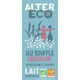 ALTER ECO - Chocolat Lait au Riz Soufflé Croquant - Bio & Équitable - Chocolat Pérou et Équateur - 100 g