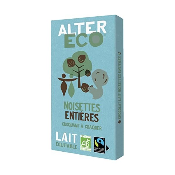 ALTER ECO - Chocolat Lait Noisettes Entières - Bio & Équitable - Origine Pérou - 100 g