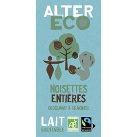 ALTER ECO - Chocolat Lait Noisettes Entières - Bio & Équitable - Origine Pérou - 100 g